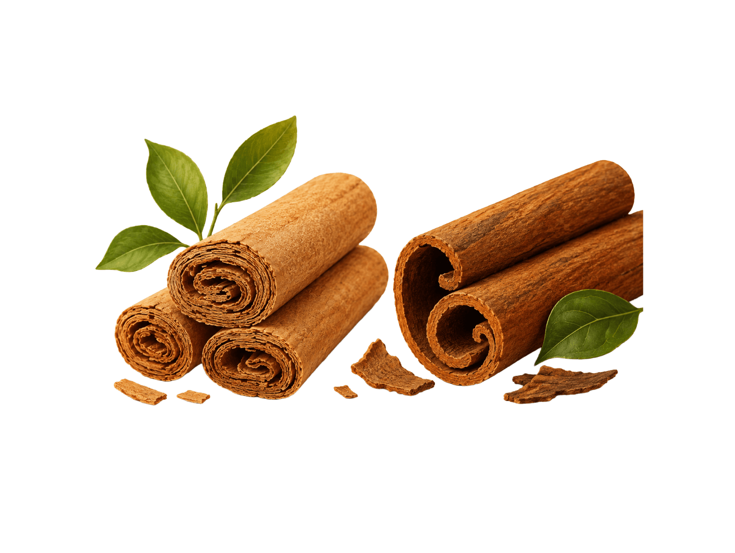 Illustration comparing Ceylon cinnamon and cassia bark structure