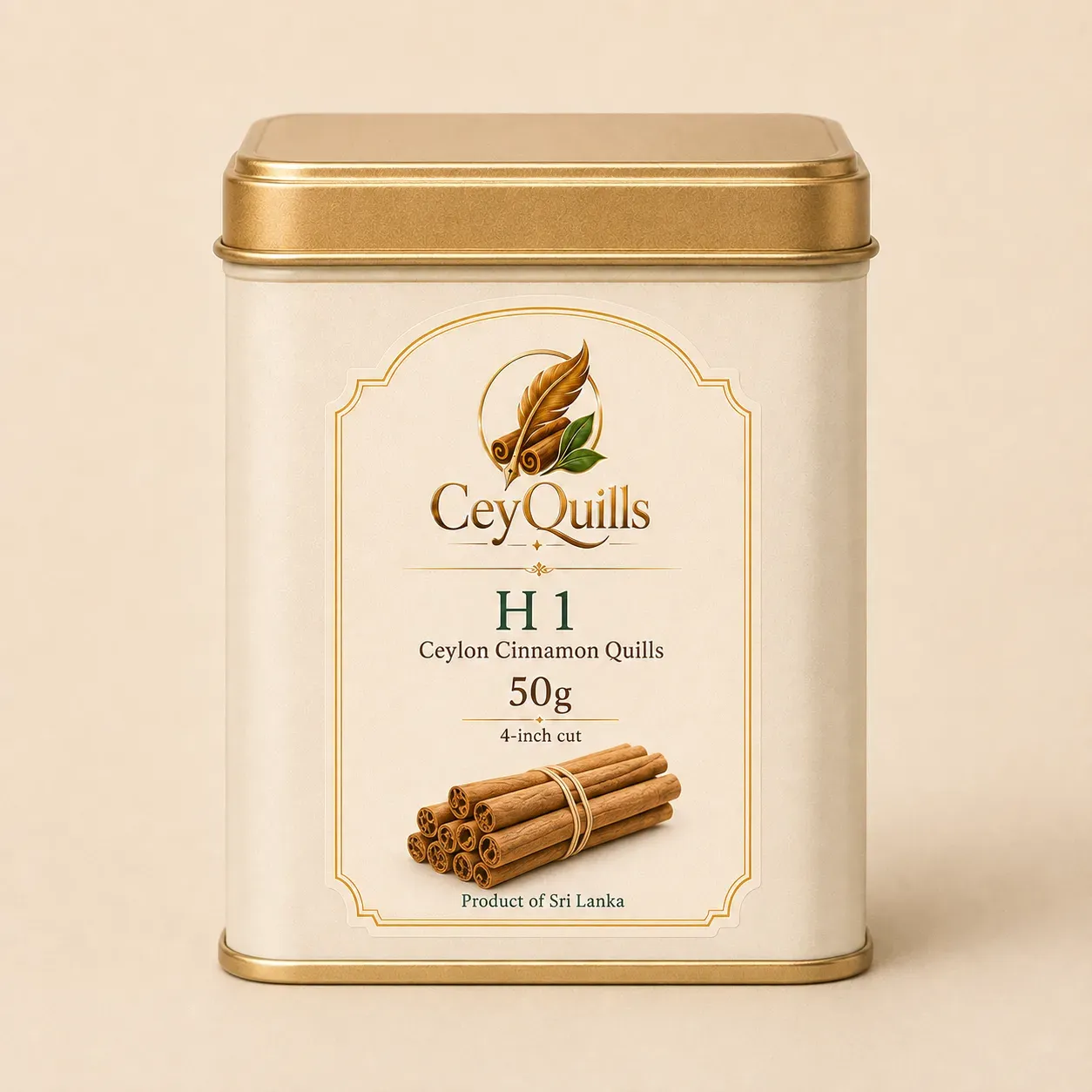 H1 Ceylon Cinnamon Quills — 50g Square Tin mobile view 1