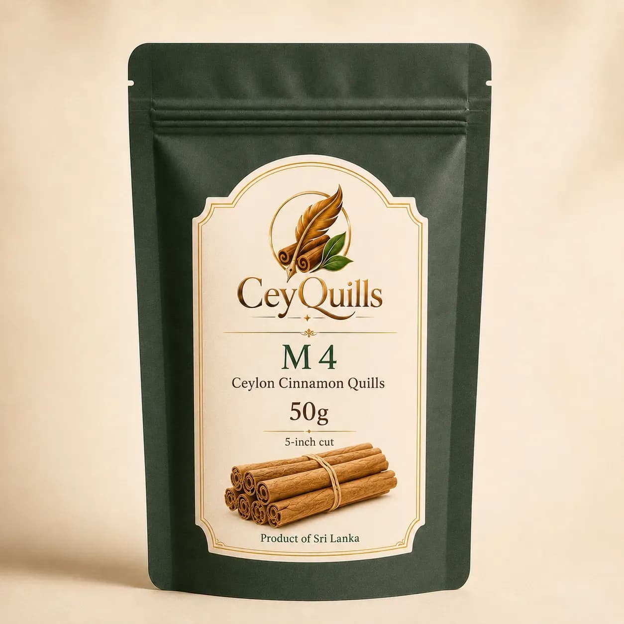 M4 Ceylon Cinnamon Quills — 50g Resealable Pouch retail packaging