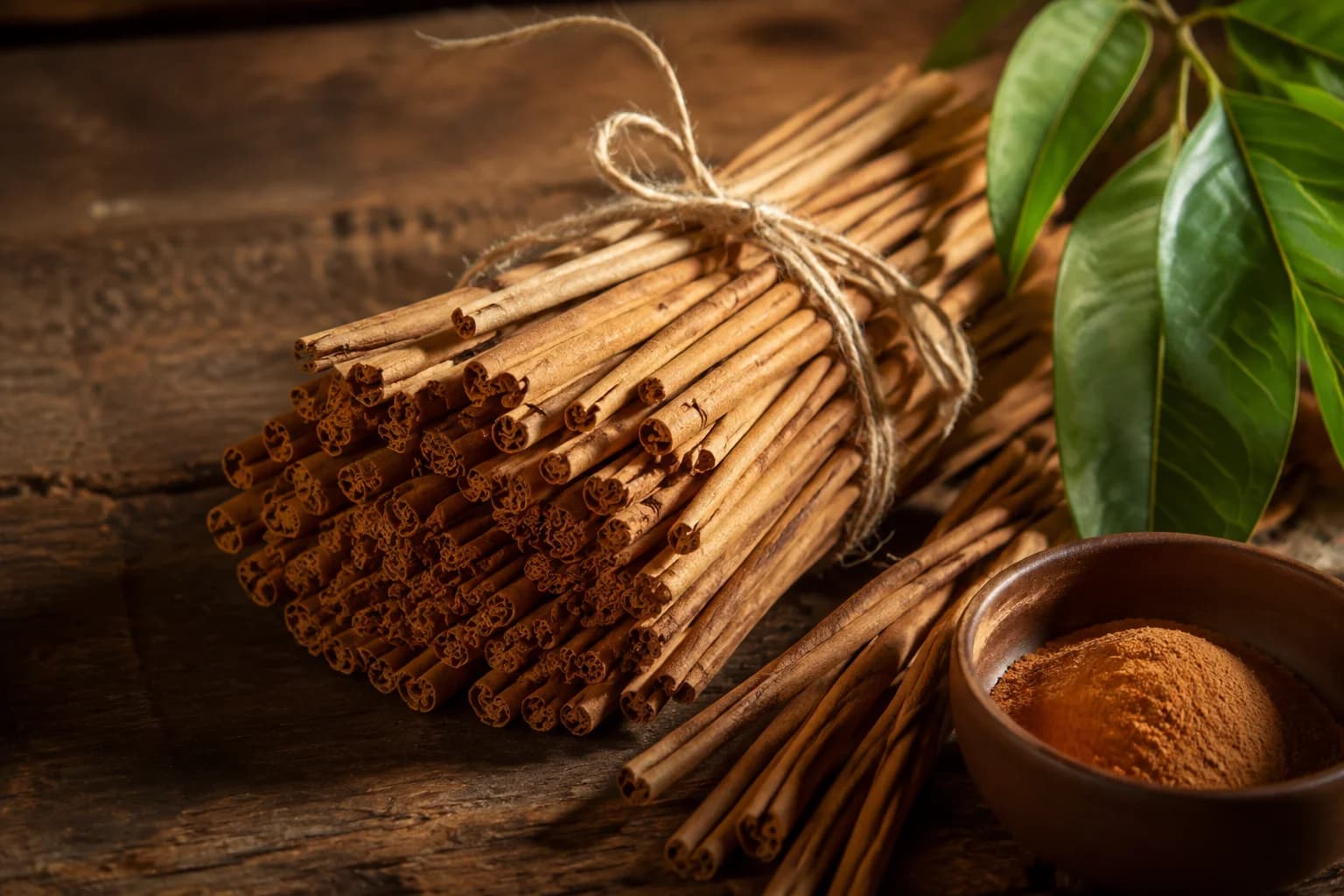 Layered Ceylon cinnamon texture, illustrative photograph