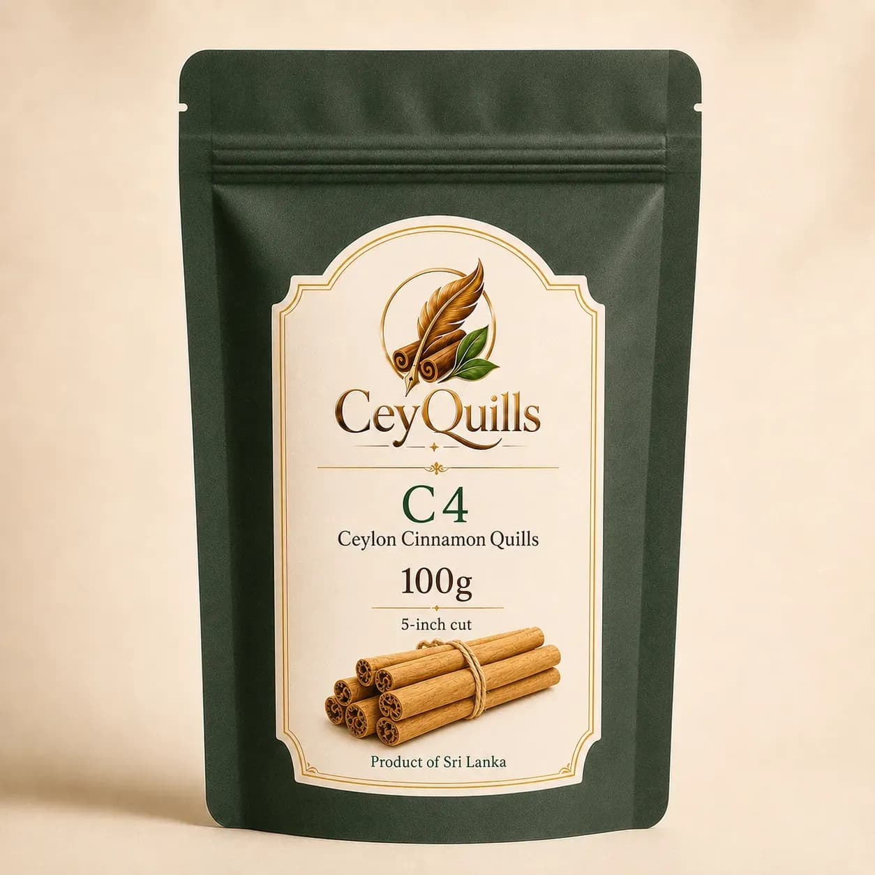 C4 Ceylon Cinnamon Quills — 100g Resealable Pouch mobile view 1